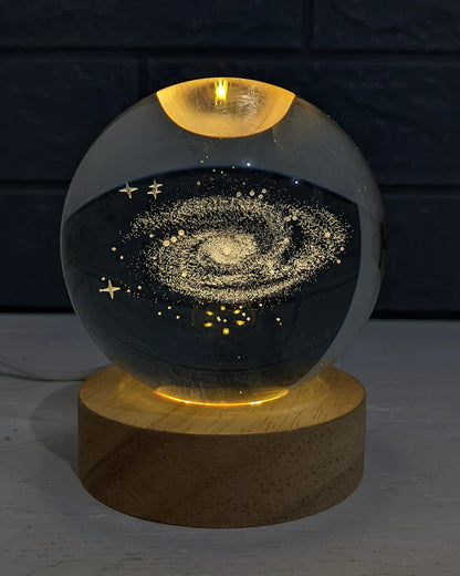 Esfera espacial 3D con base de luz