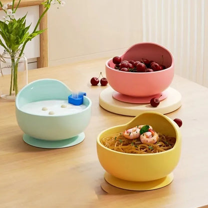 Plato bowl de silicona para bebés con cuchara